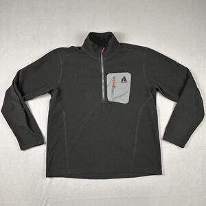 Eddie Bauer Pullover Mens Large First Ascent 1/4‎ Zip Fleece Black Mock Neck